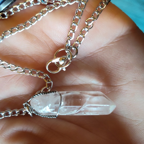 Handcrafted Wire Wrapped Quartz Crystal Necklace - Picture 2 of 3